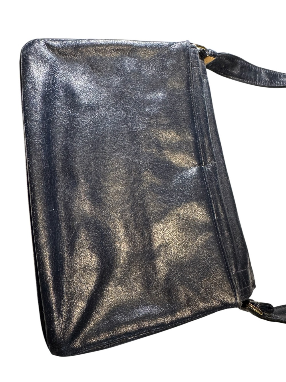 Vintage Dark Navy Blue Markay USA Leather Shoulder Bag Purse MINTY RARE - Picture 5 of 12